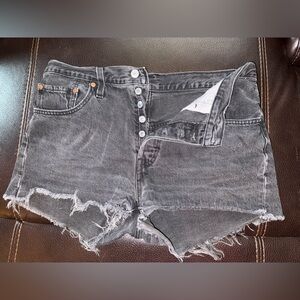 Levi's 501 Washed Black Distressed Denim Shorts